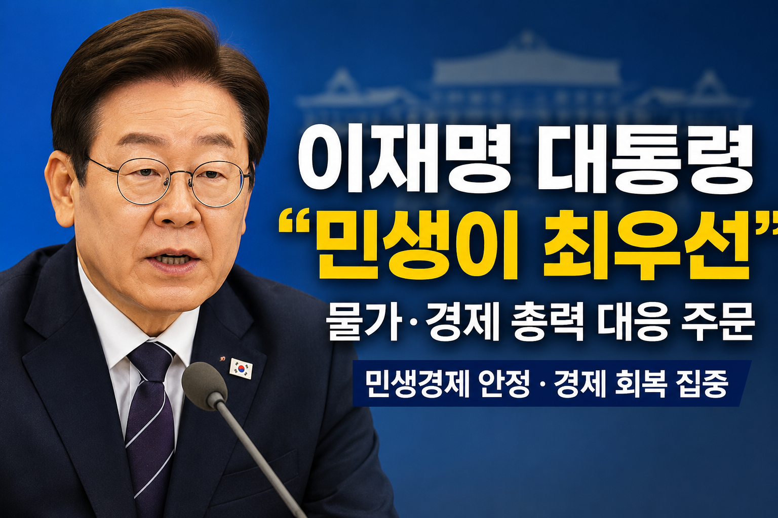 이재명 대통령 “민생이 최우선”…물가·경제 총력 대응 주문민생경제 안정 강조…정국 주도권 강화